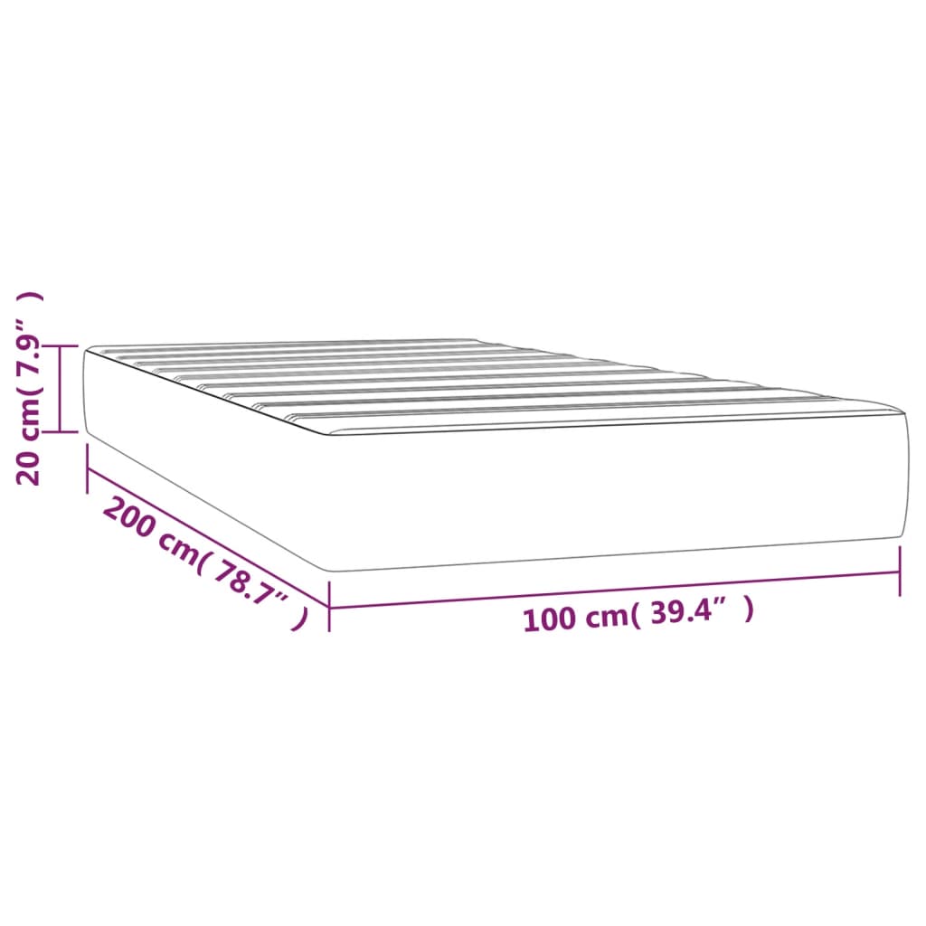 Pocketveringmatras 00X200X20 Cm Stof 100 x 200 cm Donkergrijs