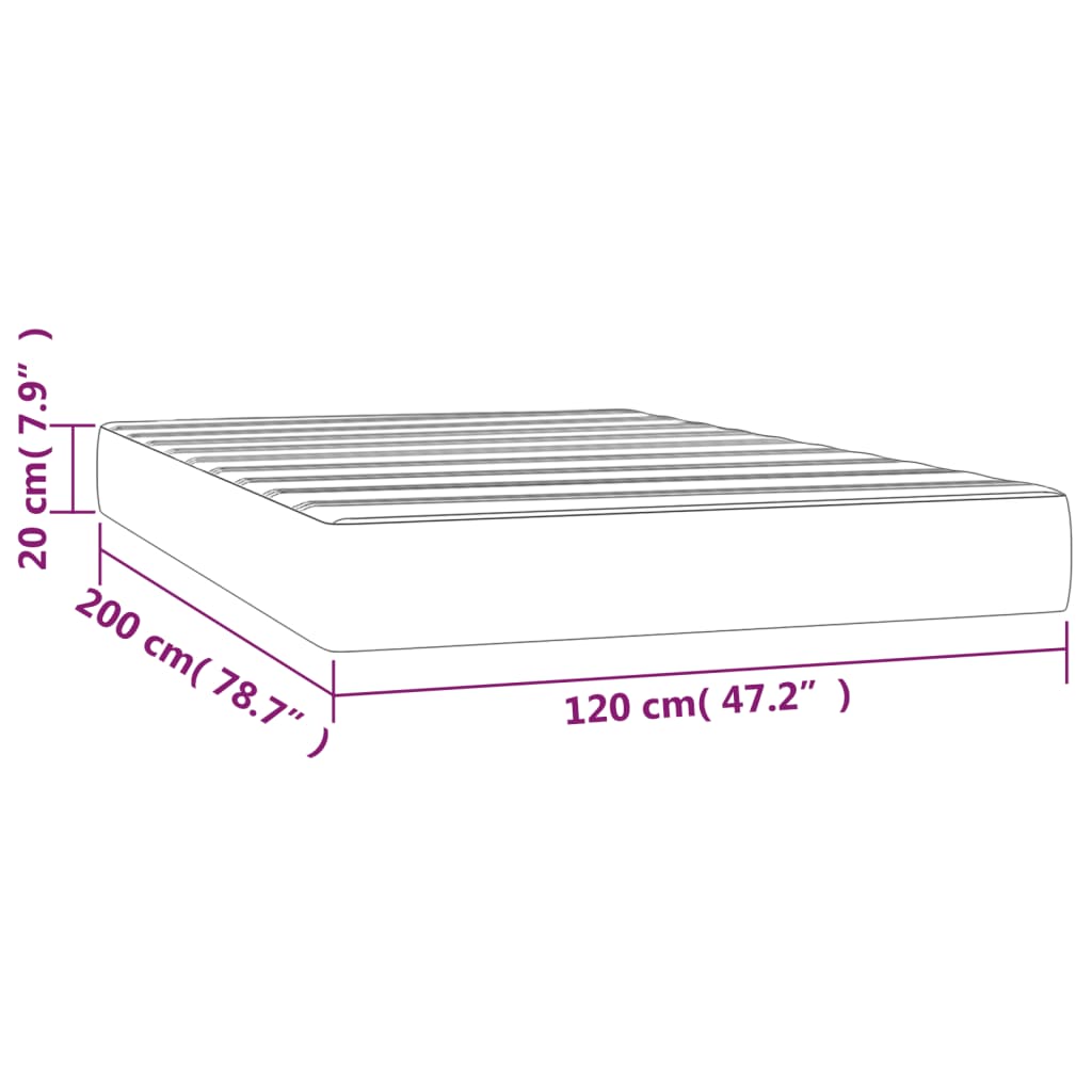 Pocketveringmatras 20X200X20 Cm Stof 120 x 200 cm Lichtgrijs