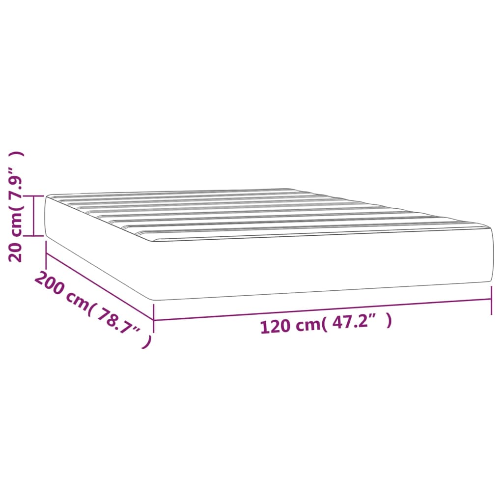 Pocketveringmatras 20X200X20 Cm Stof Kleurig 120 x 200 cm crème