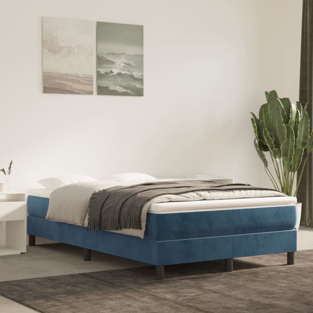 Pocketveringmatras 20X200X20 Cm Fluweel 120 x 200 cm Donkerblauw