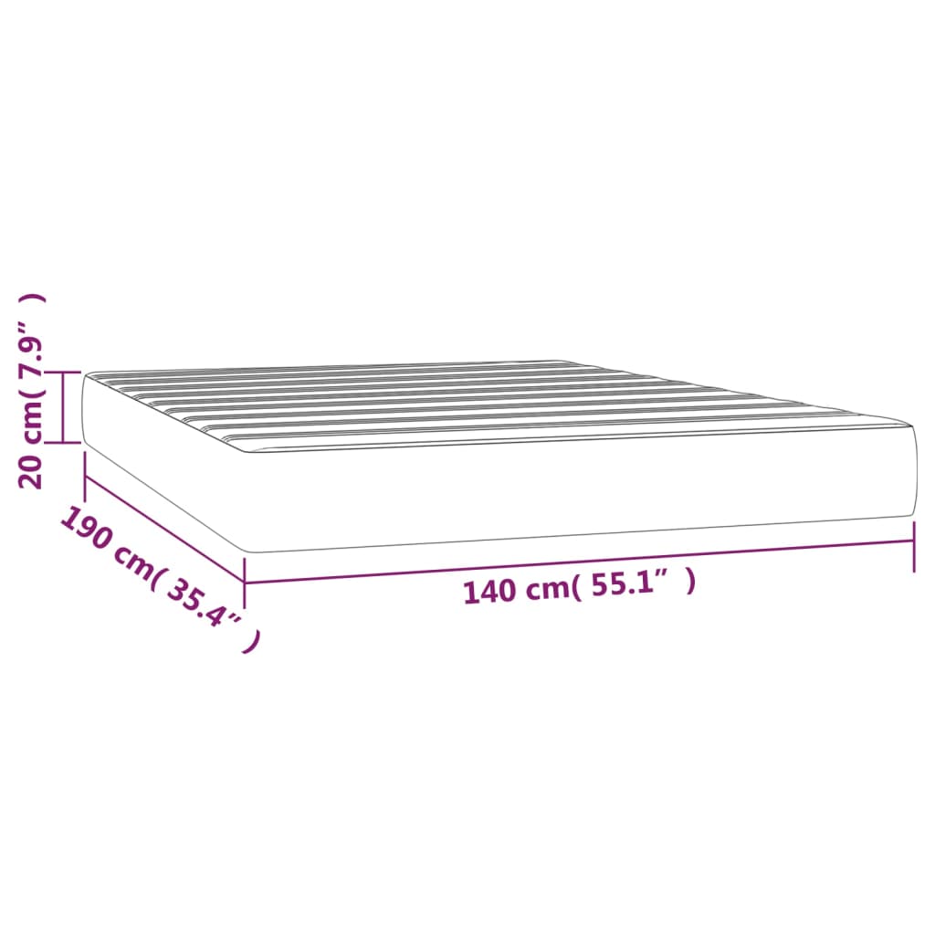 Pocketveringmatras 40X90X20 Cm Stof 140 x 190 cm Lichtgrijs