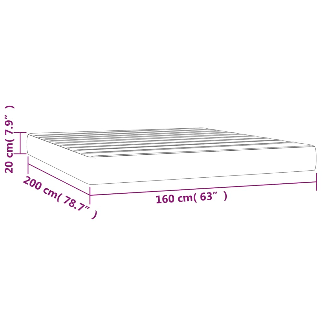 Pocketveringmatras 60X200X20 Cm Stof 160 x 200 cm Lichtgrijs