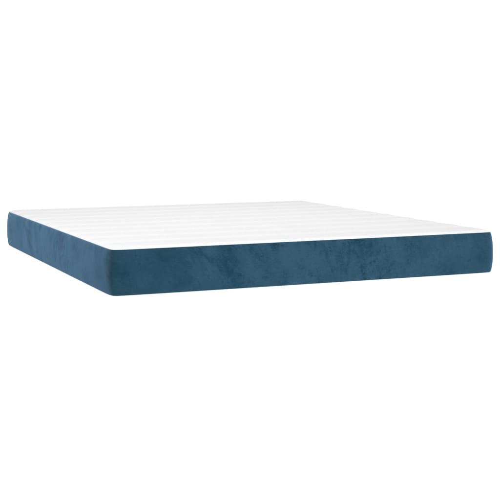 Pocketveringmatras 60X200X20 Cm Fluweel 160 x 200 cm Donkerblauw