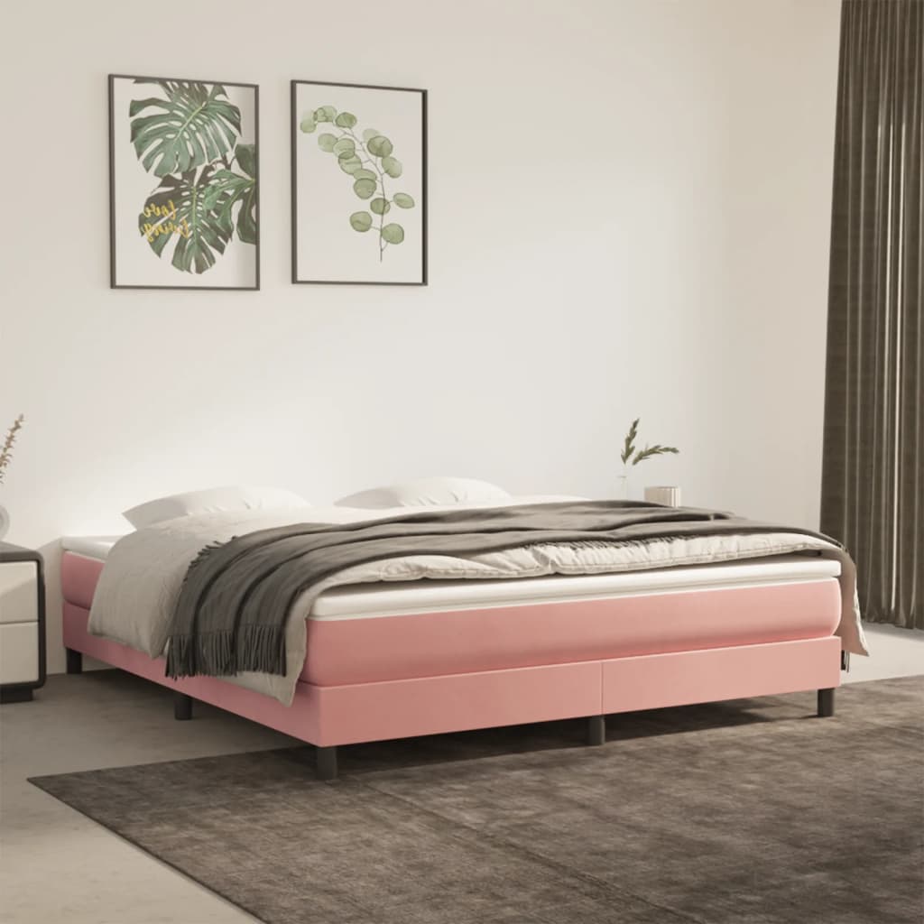 Pocketveringmatras 60X200X20 Cm Fluweel 160 x 200 cm Roze