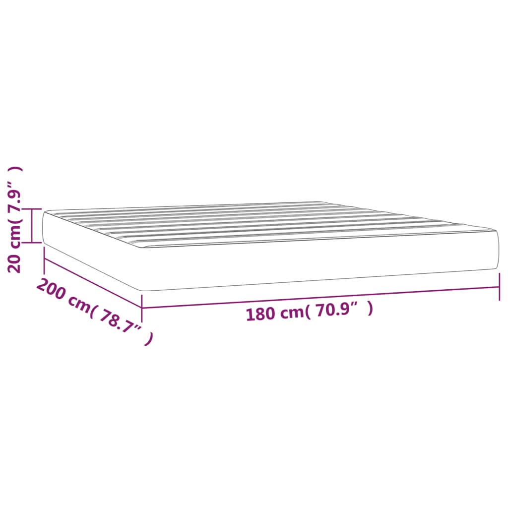 Pocketveringmatras 80X200X20 Cm Stof 180 x 200 cm Lichtgrijs