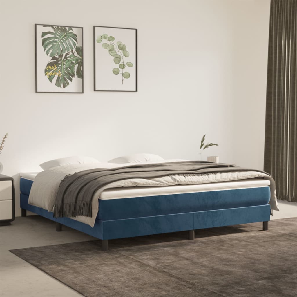 Pocketveringmatras 80X200X20 Cm Fluweel 180 x 200 cm Donkerblauw