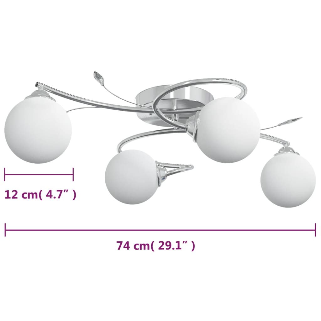 Plafondlamp met glasbollen rond 4xG9