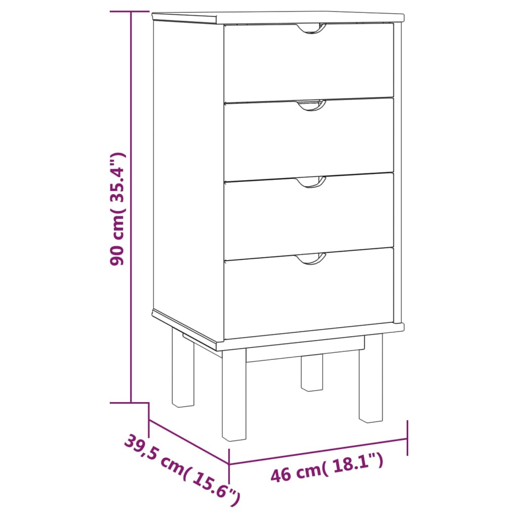 Ladekast Otta 46X39,5X90 Cm Massief Grenenhout Bruin En Grijs 1