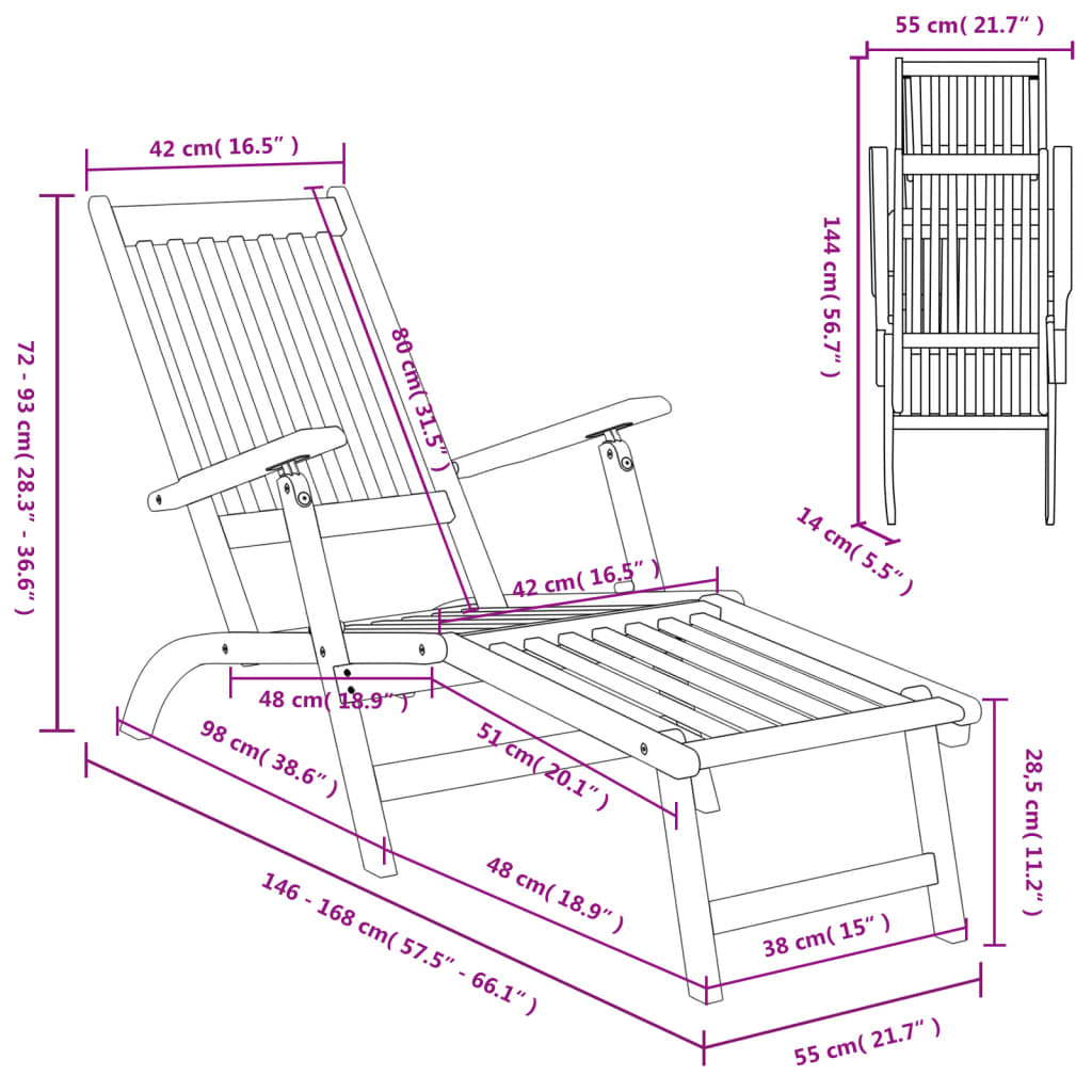 Terrasstoelen 2 St Met Voetensteun Massief Acaciahout Armstoel (2 st)