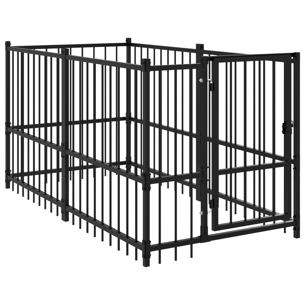 Hondenkennel 193,5X97X100 Cm Staal Zwart