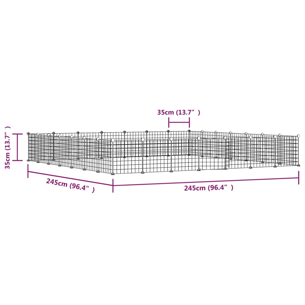 Huisdierenkooi Met Deur 28 Panelen 35X35 Cm Staal Zwart 4.3 cm 28 panelen met deur