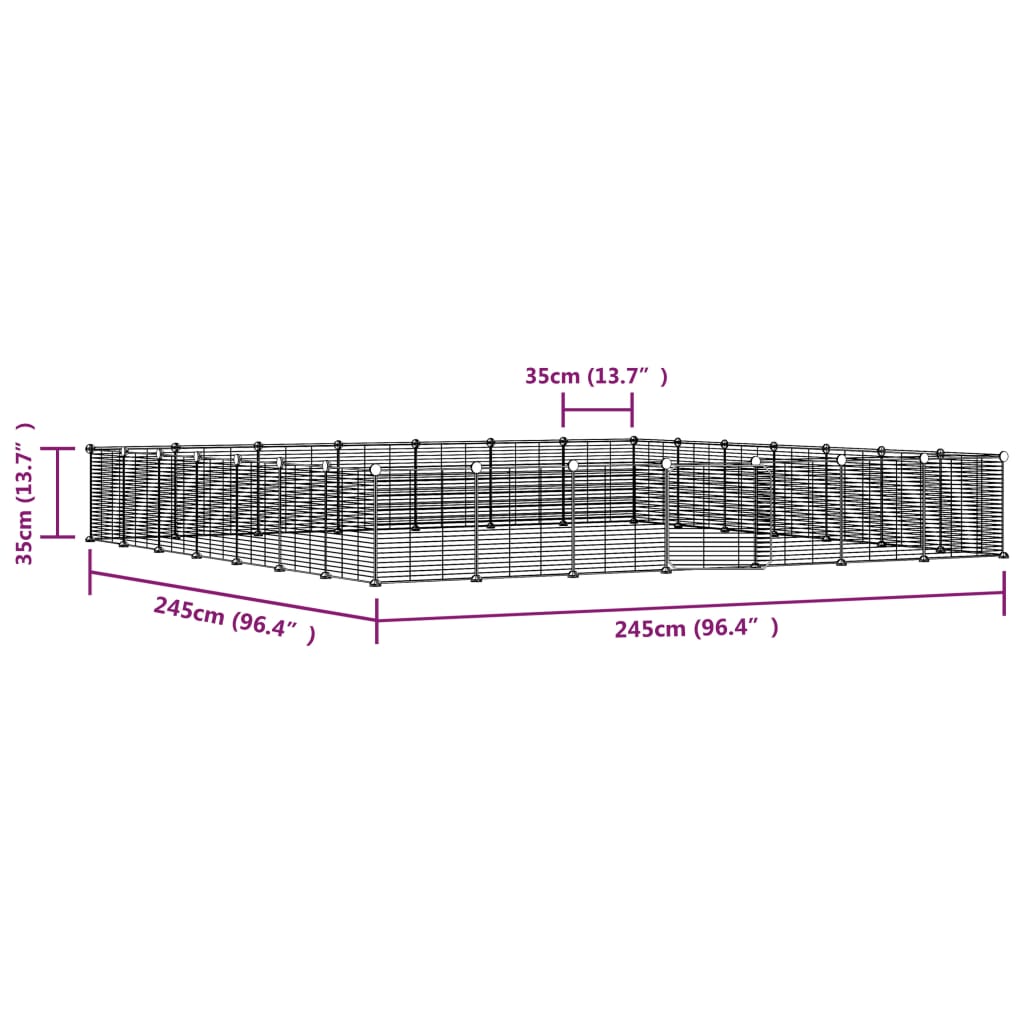 Huisdierenkooi Met Deur 28 Panelen 35X35 Cm Staal Zwart 1.5 cm 28 panelen met deur