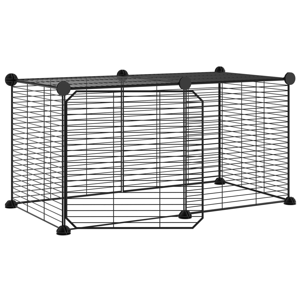 Huisdierenkooi Met Deur 8 Panelen 35X35 Cm Staal Zwart 1.5 cm 8 panelen met deur