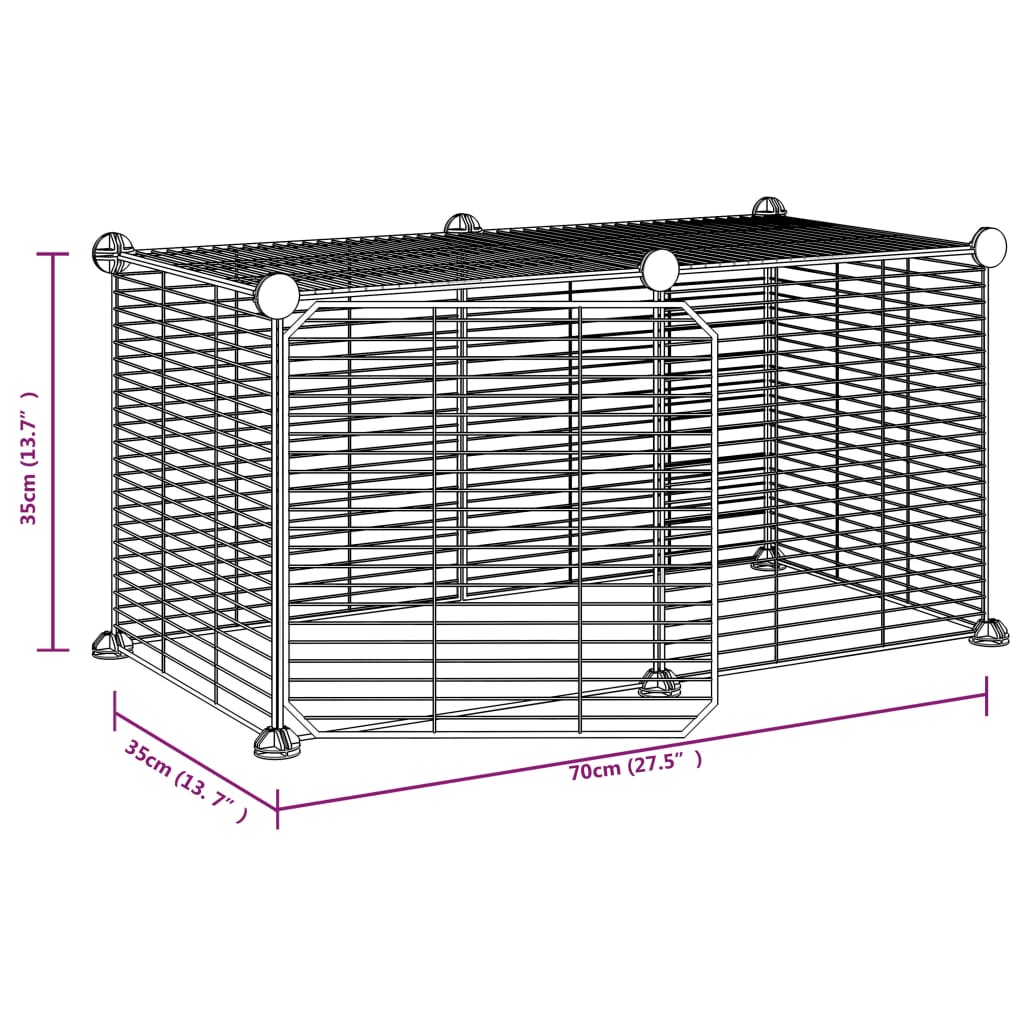 Huisdierenkooi Met Deur 8 Panelen 35X35 Cm Staal Zwart 1.5 cm 8 panelen met deur