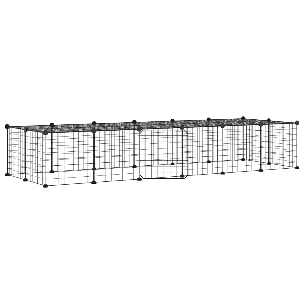 Huisdierenkooi Met Deur 28 Panelen 35X35 Cm Staal Zwart 4.3 cm 28 panelen met deur