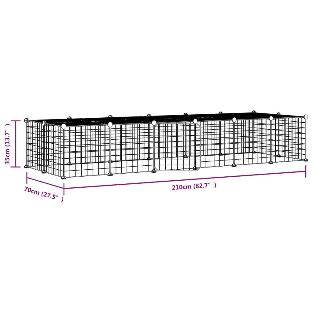 Huisdierenkooi Met Deur 28 Panelen 35X35 Cm Staal Zwart 4.3 cm 28 panelen met deur