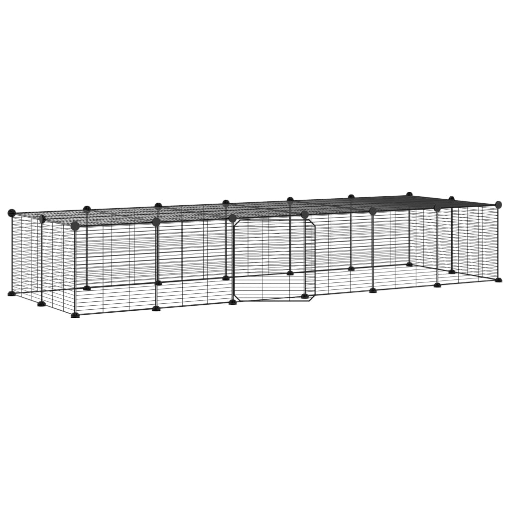 Huisdierenkooi Met Deur 28 Panelen 35X35 Cm Staal Zwart 1.5 cm 28 panelen met deur