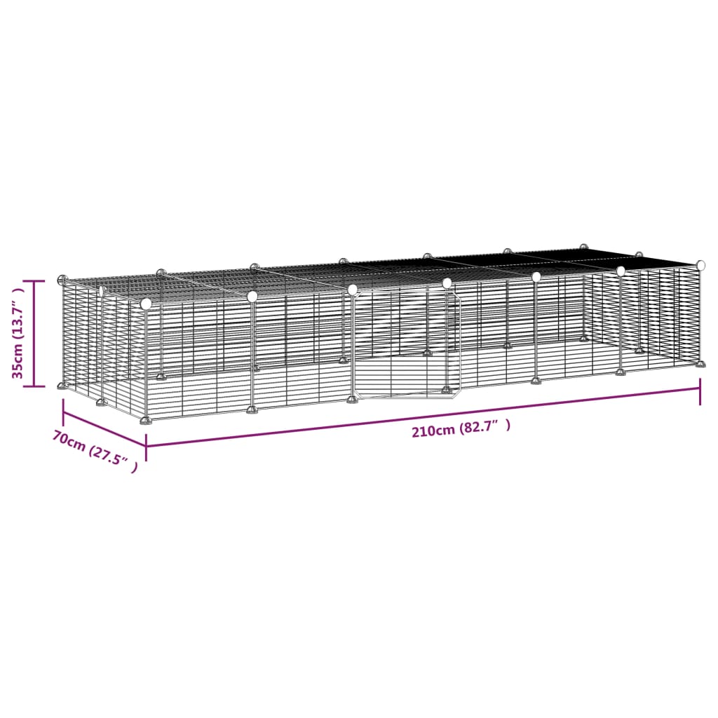 Huisdierenkooi Met Deur 28 Panelen 35X35 Cm Staal Zwart 1.5 cm 28 panelen met deur