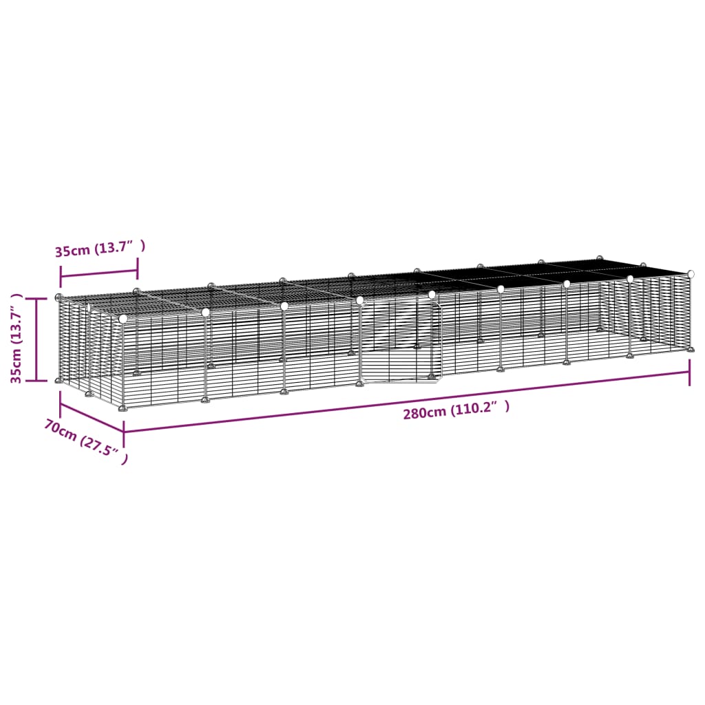 Huisdierenkooi Met Deur 36 Panelen 35X35 Cm Staal Zwart 1.5 cm 36 panelen met deur