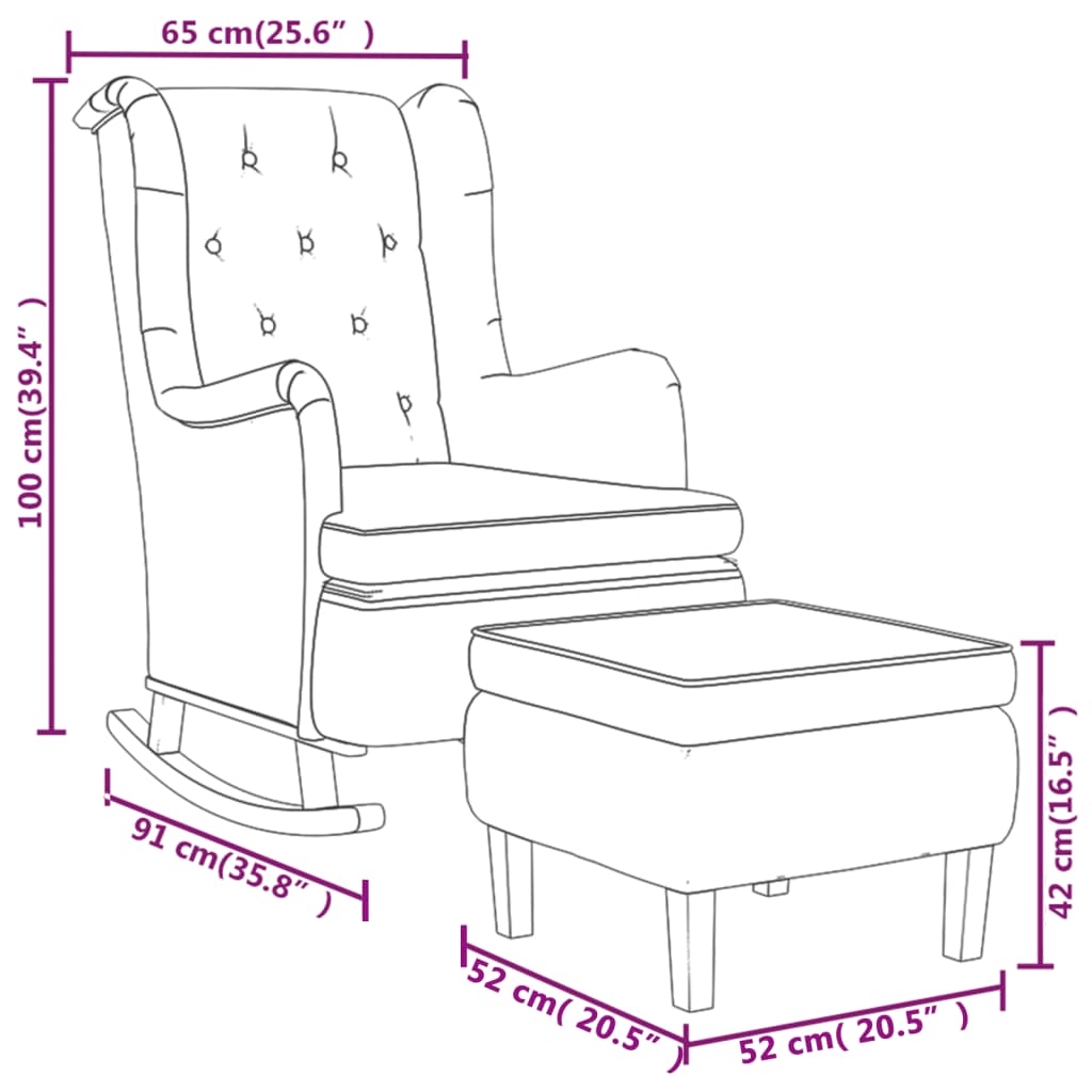 Fauteuil Met Schommelpoten En Voetenbank Stof Donkergrijs Met voetensteun