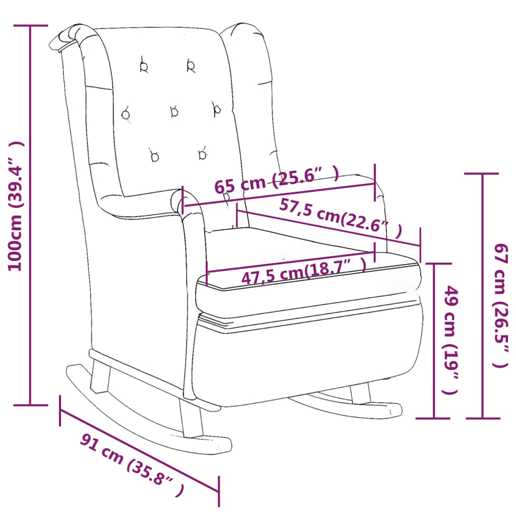 Fauteuil Met Schommelpoten En Voetenbank Stof Donkergrijs Met voetensteun