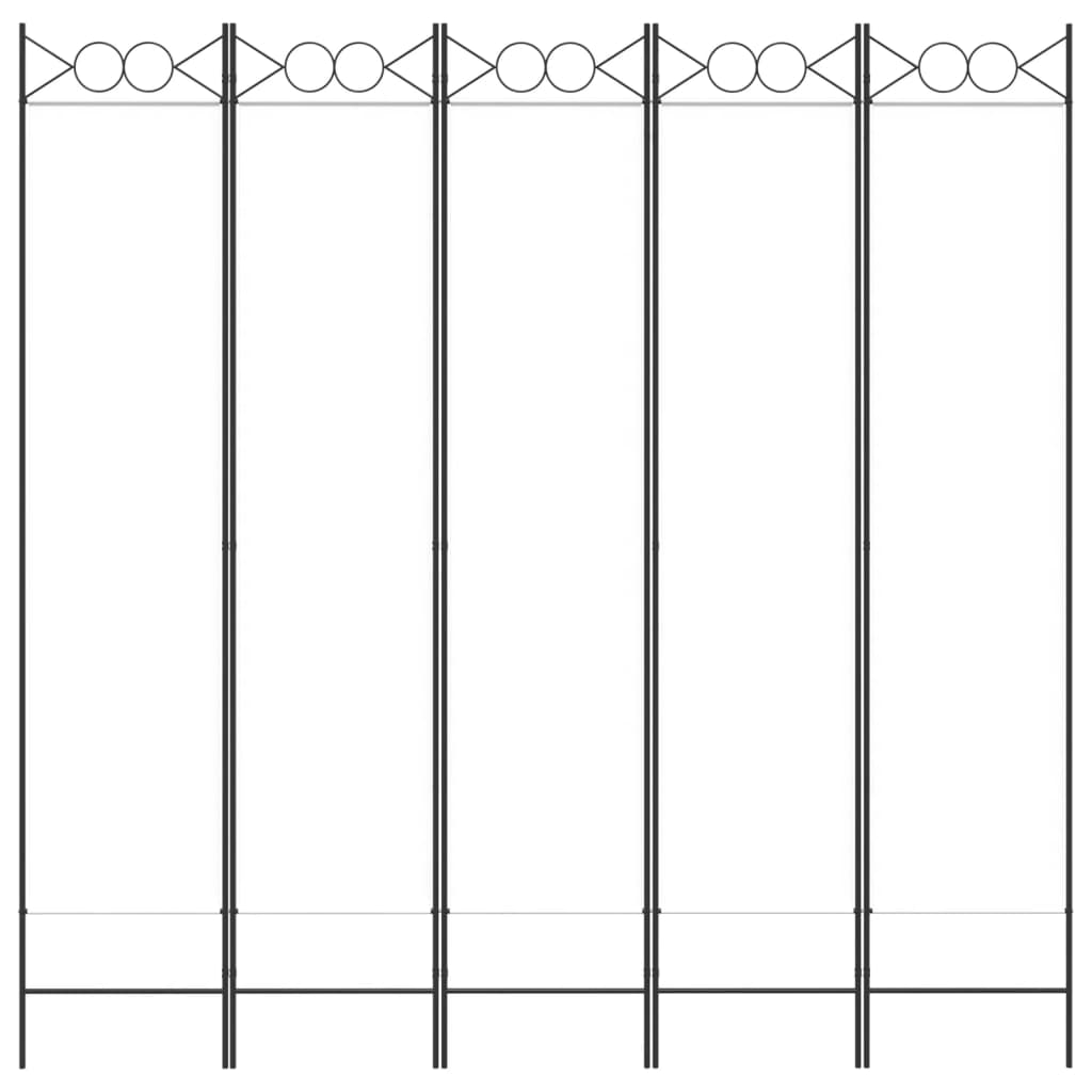 Kamerscherm met 5 panelen 200x200 cm stof wit