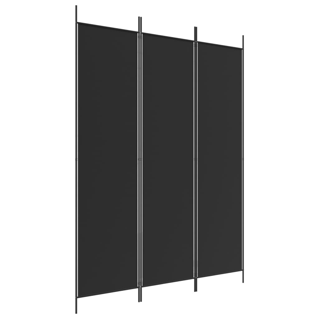 Kamerscherm met 3 panelen 150x200 cm stof zwart