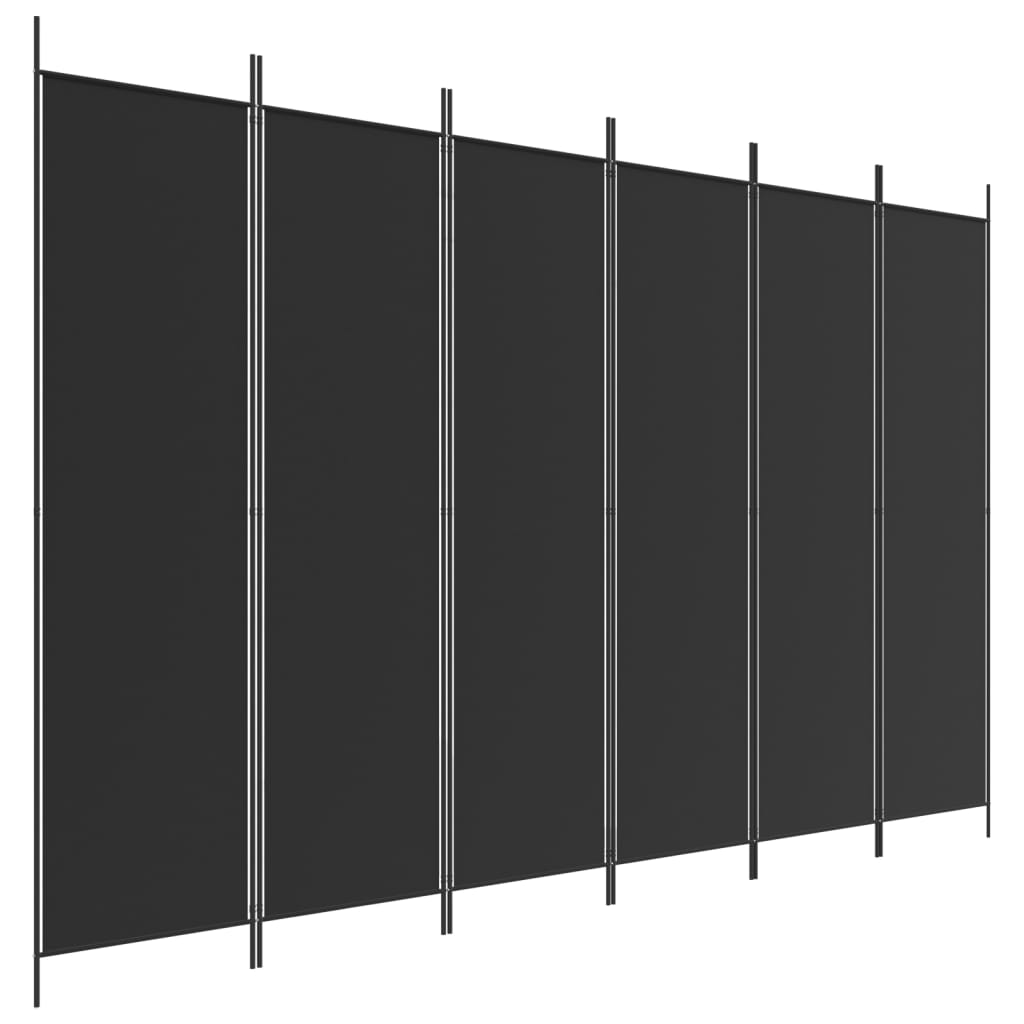 Kamerscherm Met 6 Panelen 300X200 Cm Stof Zwart 1 300 x 200 cm