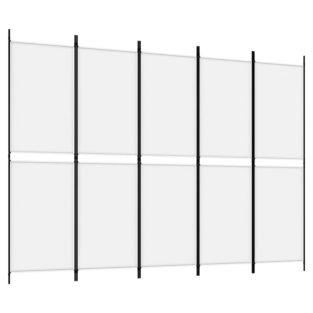 Kamerscherm met 5 panelen 250x180 cm stof wit