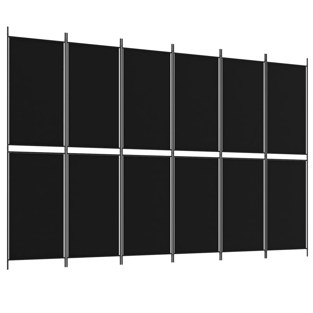 Kamerscherm Met 6 Panelen 300X200 Cm Stof Zwart 1 300 x 200 cm