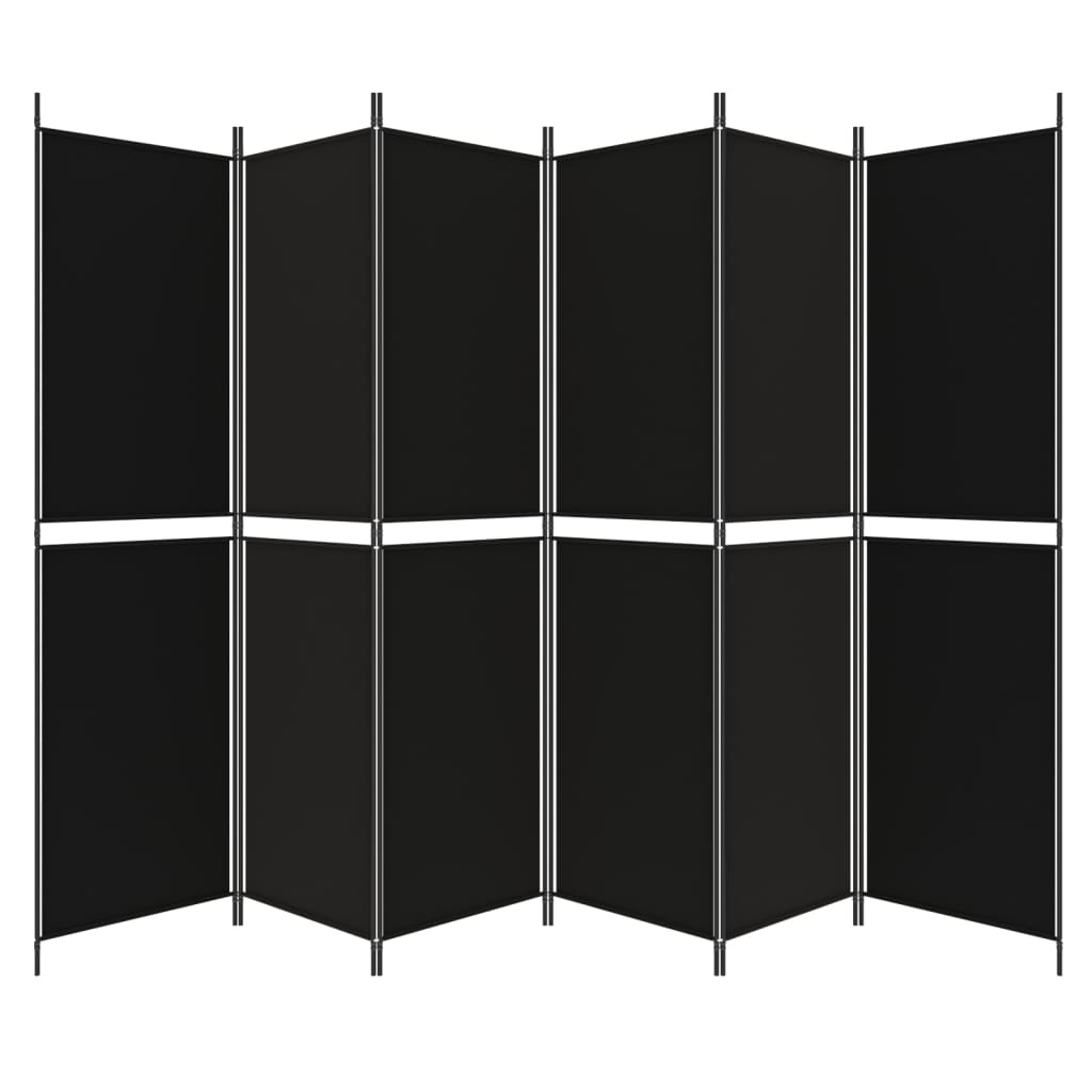 Kamerscherm Met 6 Panelen 300X200 Cm Stof Zwart 1 300 x 200 cm