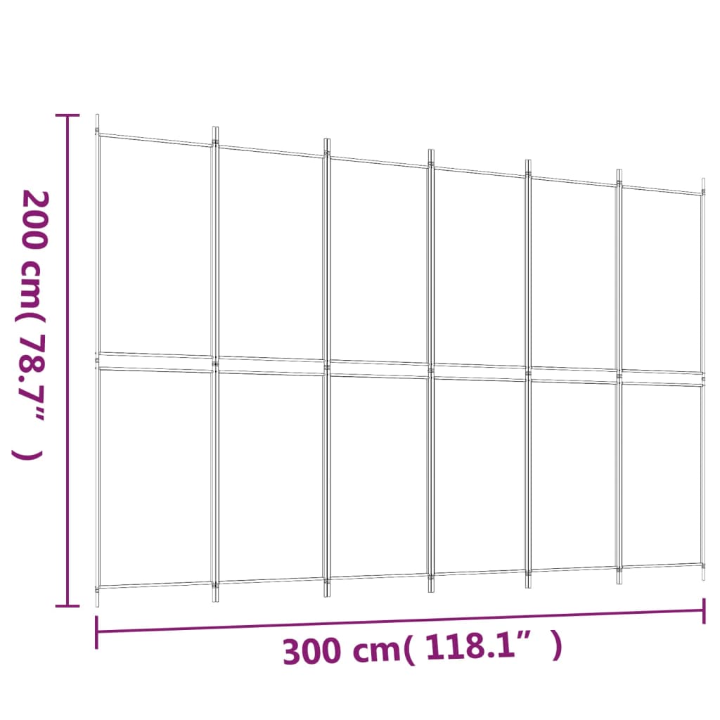 Kamerscherm Met 6 Panelen 300X200 Cm Stof Zwart 1 300 x 200 cm