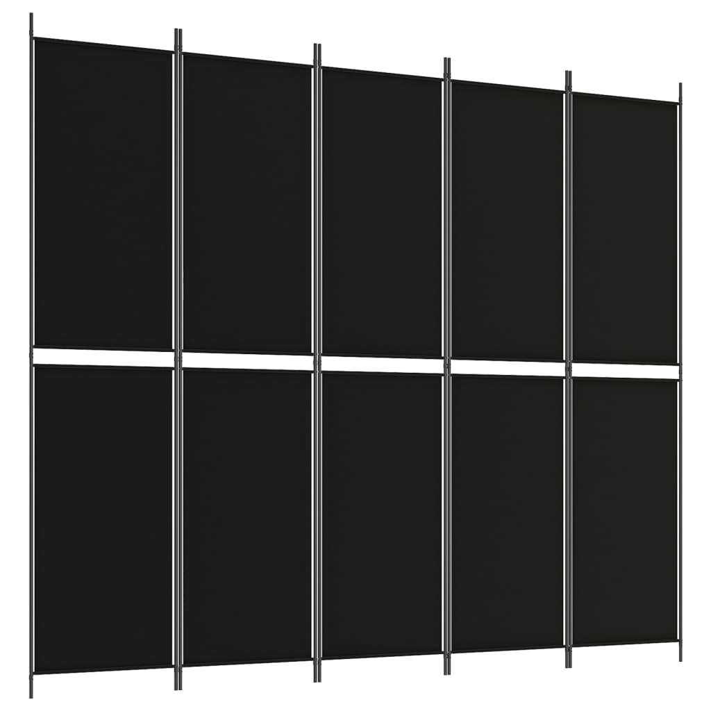 Kamerscherm Met 5 Panelen 250X220 Cm Stof Zwart 1 250 x 220 cm