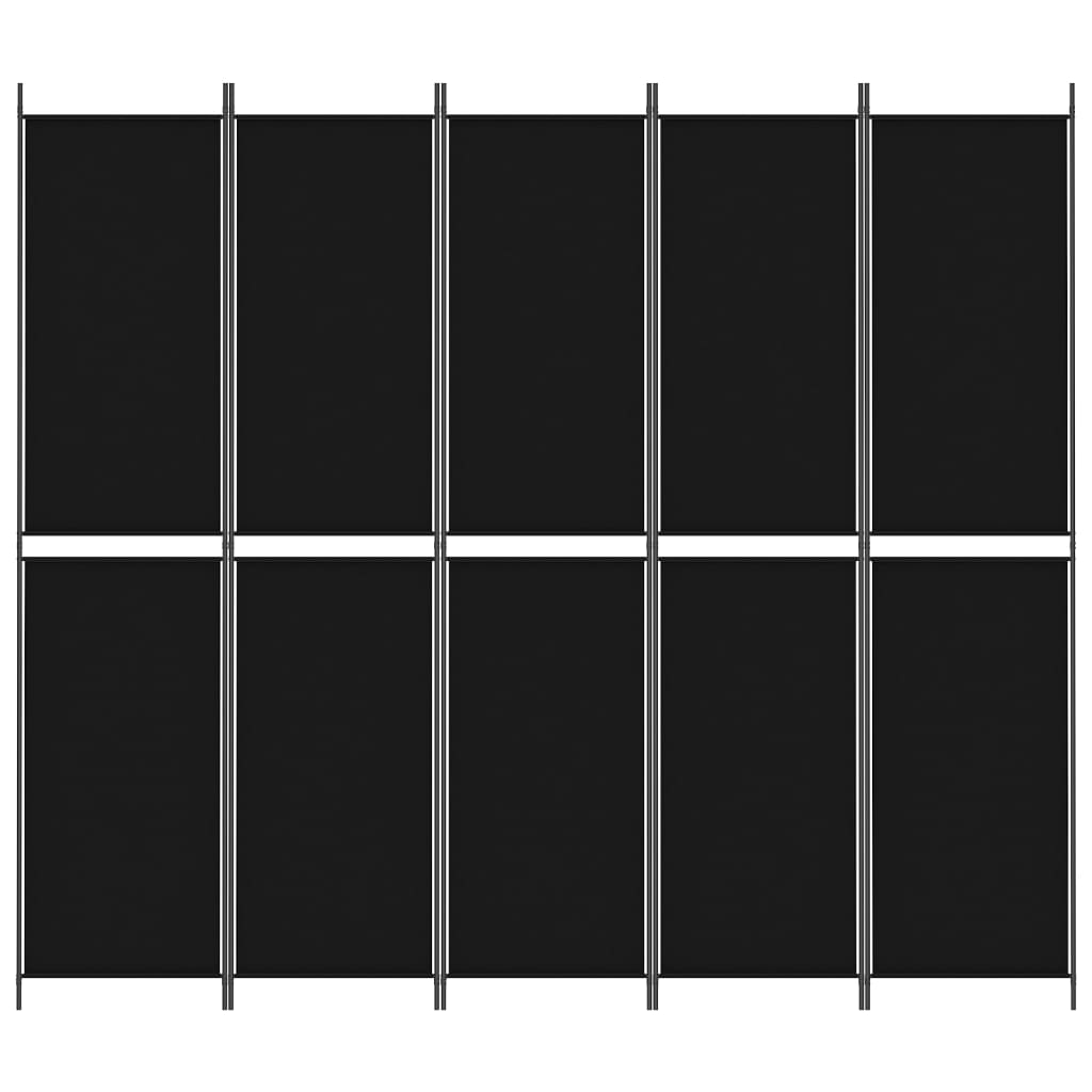 Kamerscherm Met 5 Panelen 250X220 Cm Stof Zwart 1 250 x 220 cm