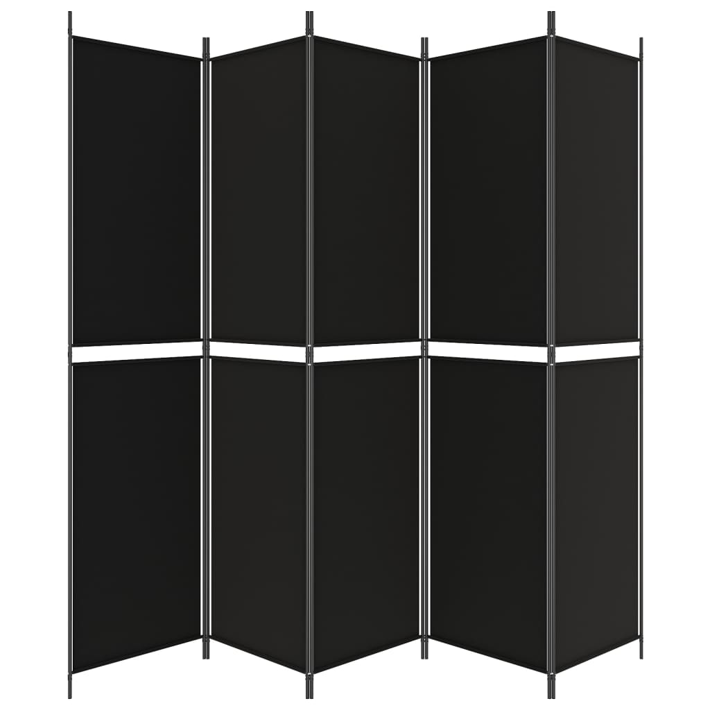 Kamerscherm Met 5 Panelen 250X220 Cm Stof Zwart 1 250 x 220 cm