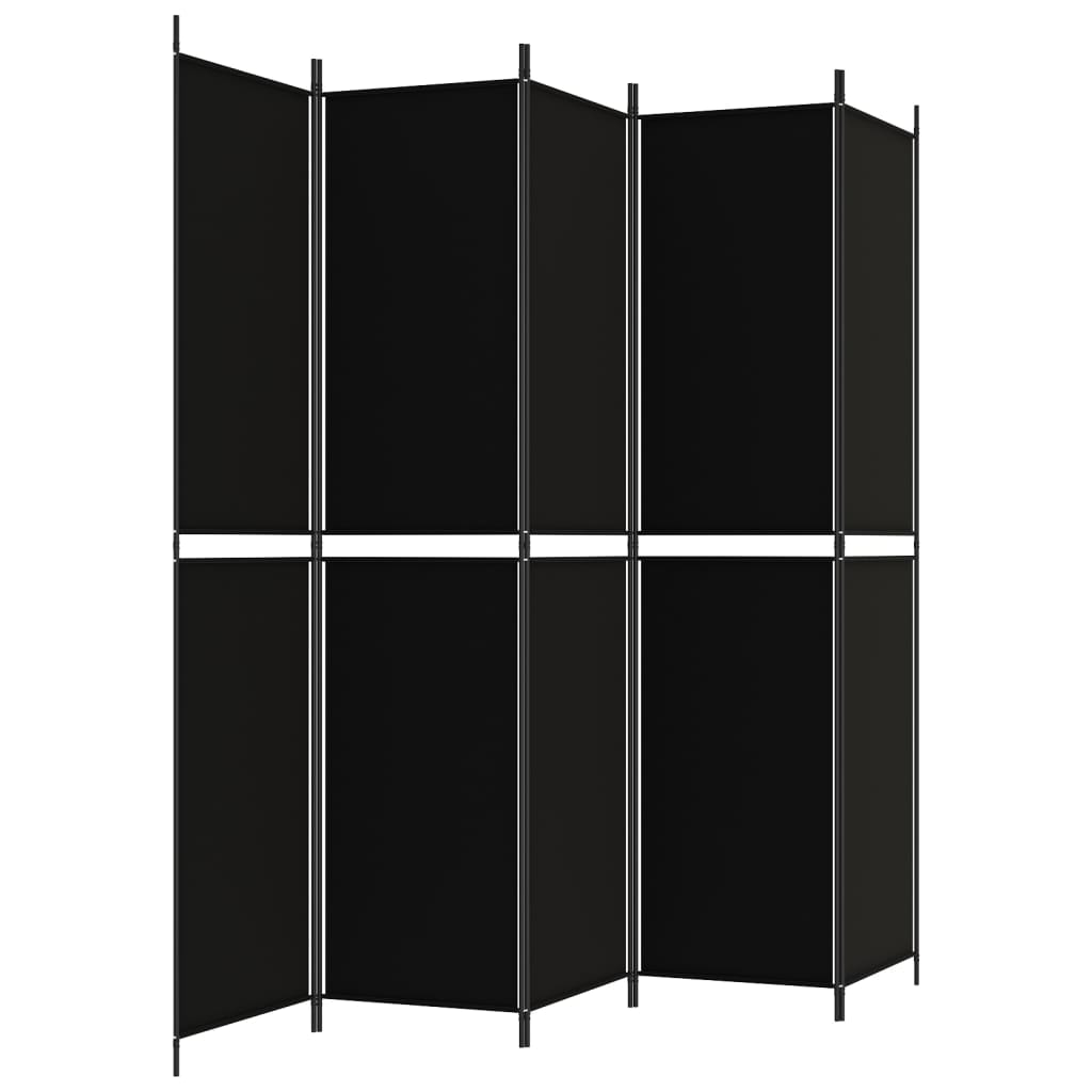 Kamerscherm Met 5 Panelen 250X220 Cm Stof Zwart 1 250 x 220 cm