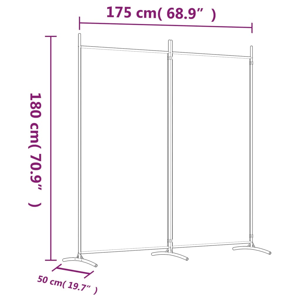 Kamerscherm Met 2 Panelen 175X180 Cm Stof Wit 175 x 180 cm