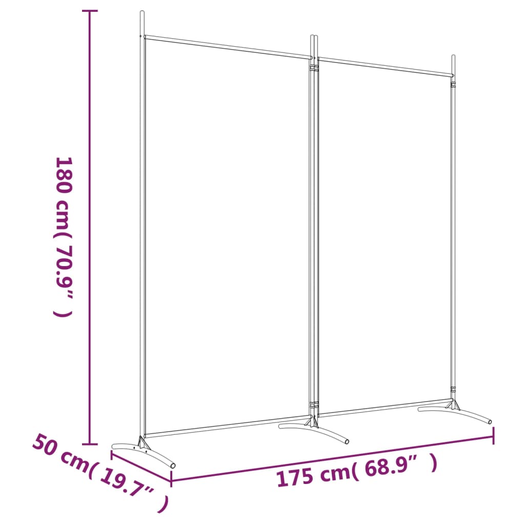 Kamerscherm met 2 panelen 175x180 cm stof antracietkleurig