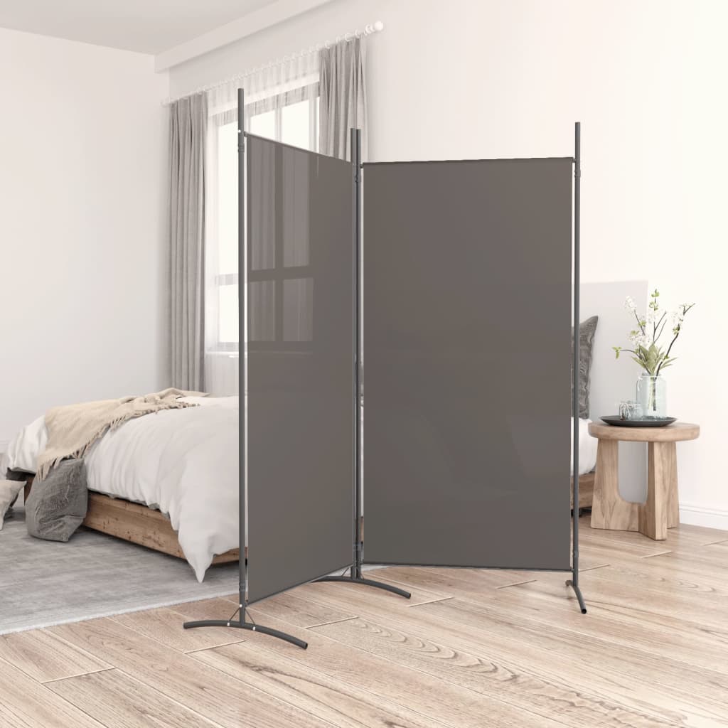 Kamerscherm met 2 panelen 175x180 cm stof antracietkleurig