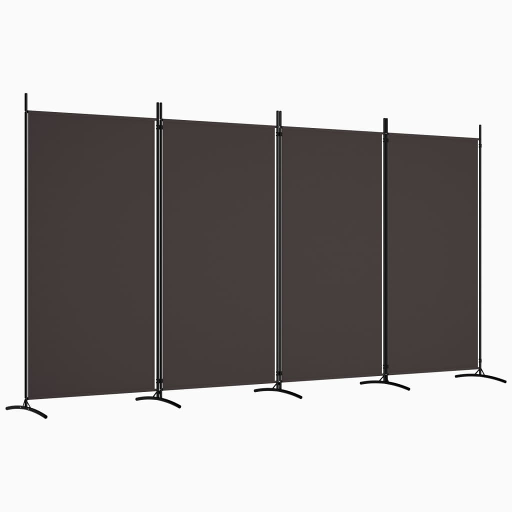 Kamerscherm met 4 panelen 346x180 cm stof bruin