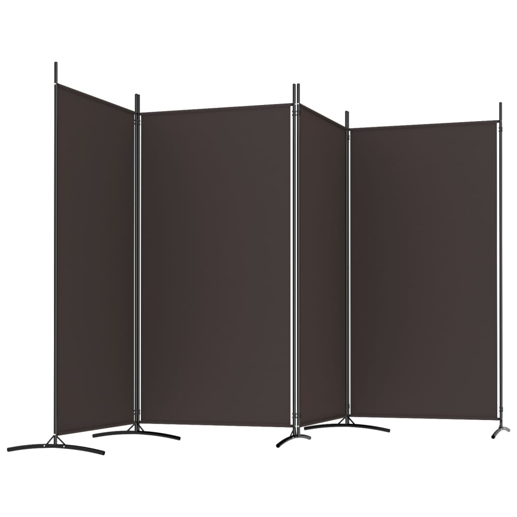 Kamerscherm met 4 panelen 346x180 cm stof bruin