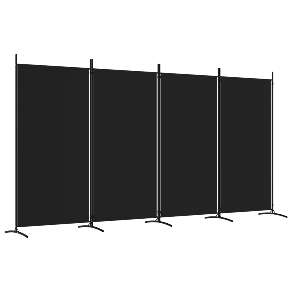 Kamerscherm met 4 panelen 346x180 cm stof zwart