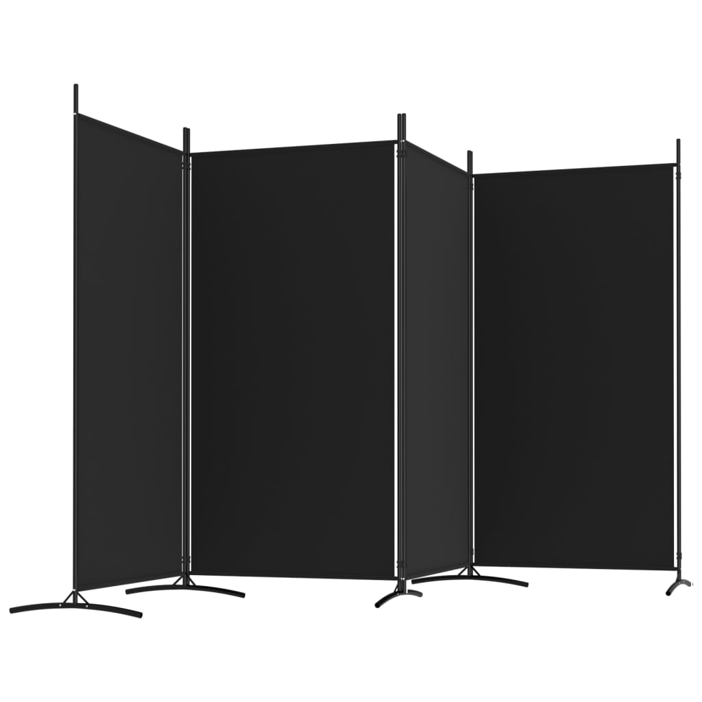 Kamerscherm met 4 panelen 346x180 cm stof zwart