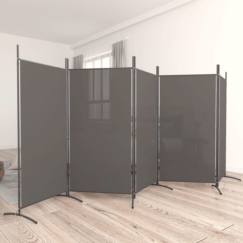 Kamerscherm met 5 panelen 433x180 cm stof antracietkleurig