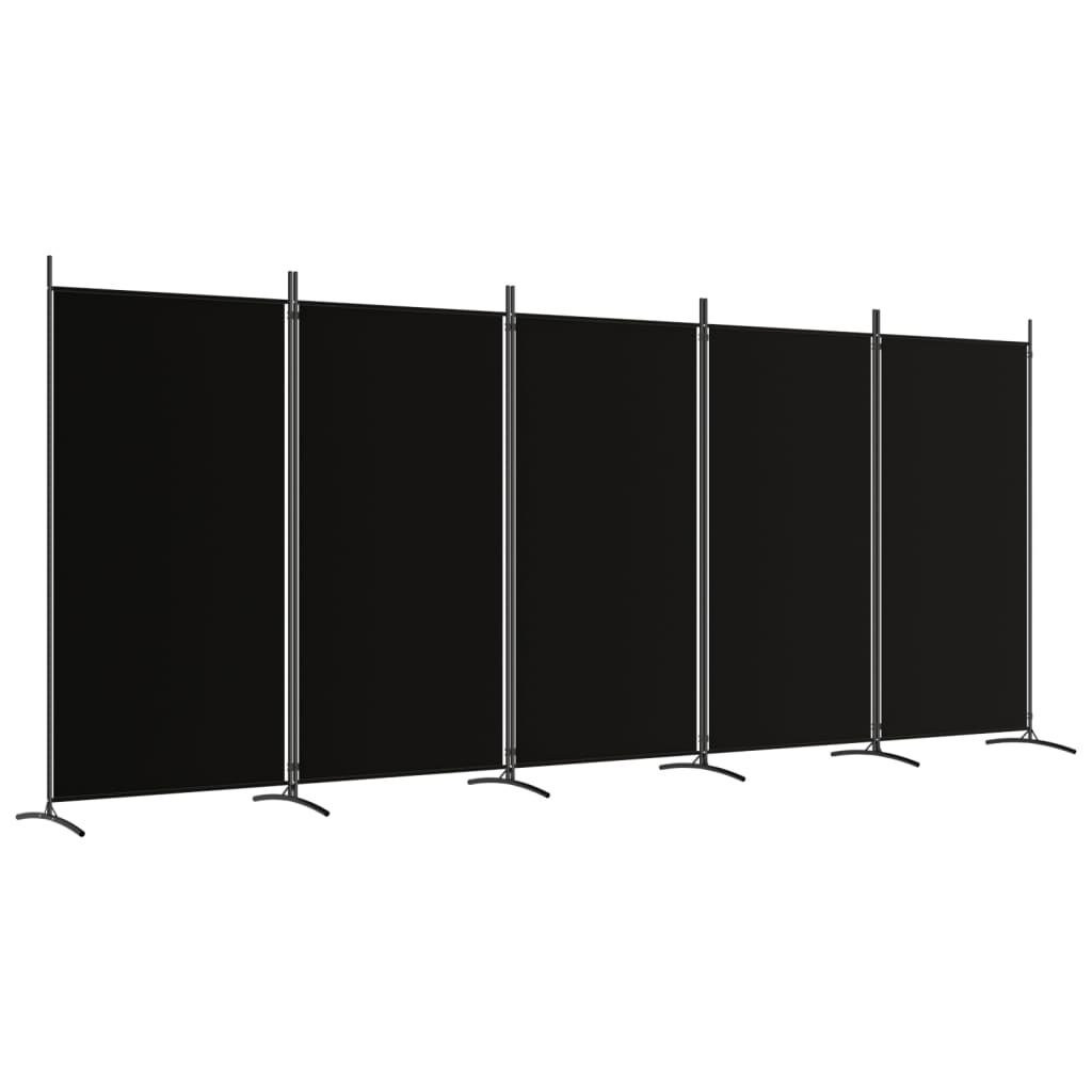 Kamerscherm met 5 panelen 433x180 cm stof zwart