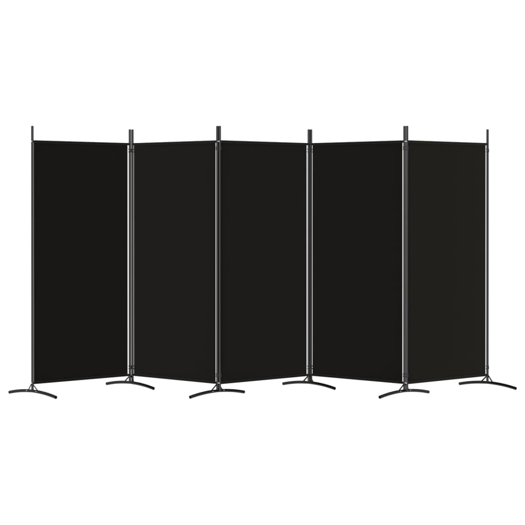 Kamerscherm met 5 panelen 433x180 cm stof zwart