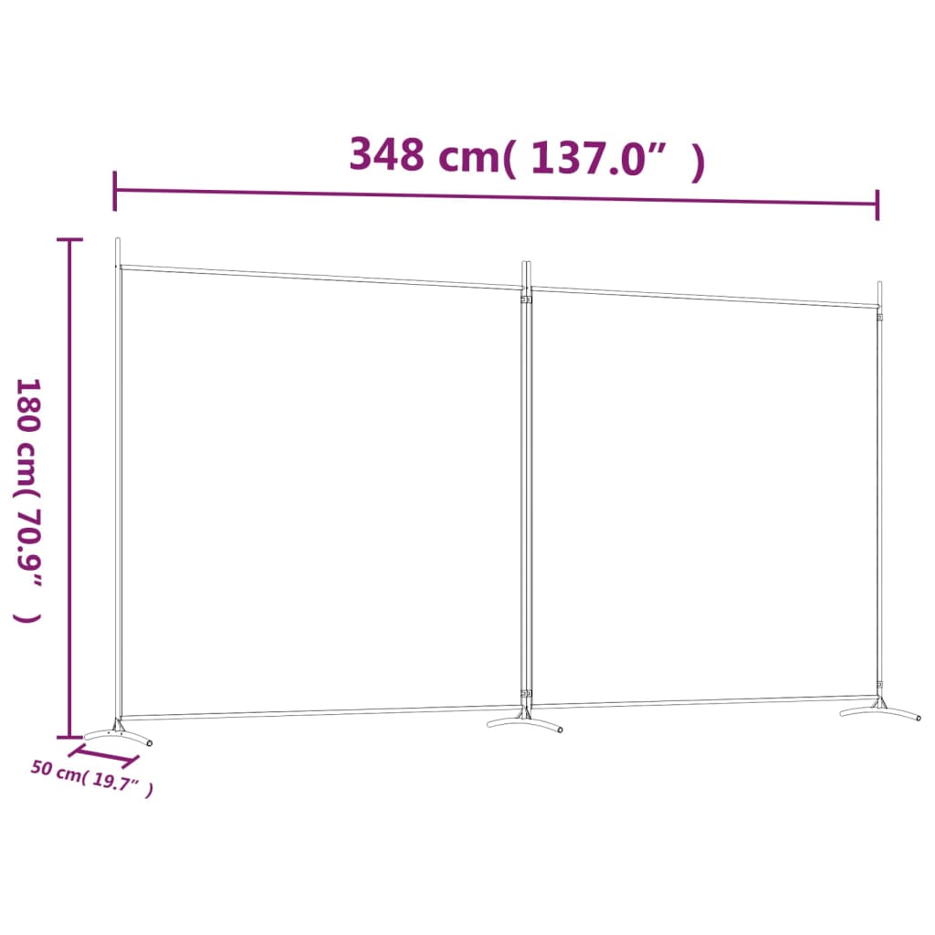 Kamerscherm Met 2 Panelen 348X180 Cm Stof Bruin 348 x 180 cm