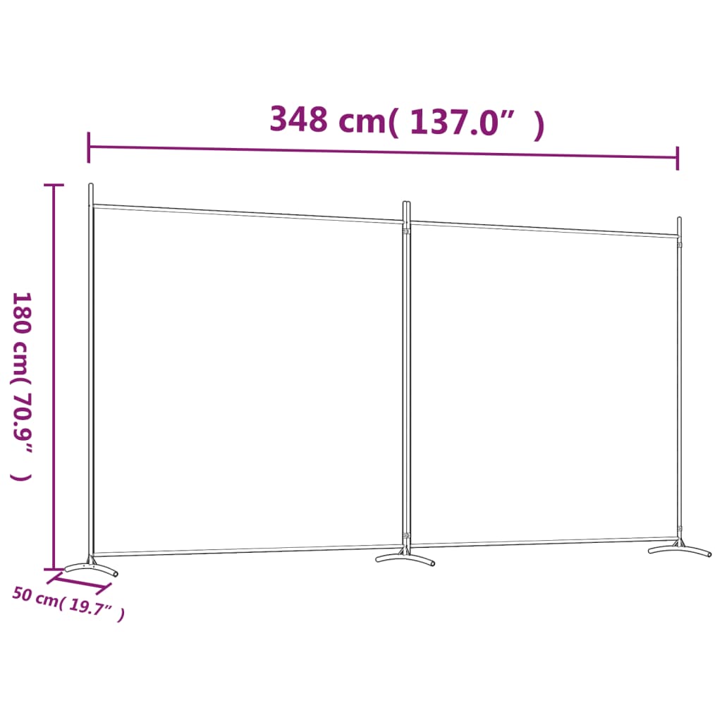 Kamerscherm Met 2 Panelen 346X180 Cm Stof Antracietkleurig 348 x 180 cm