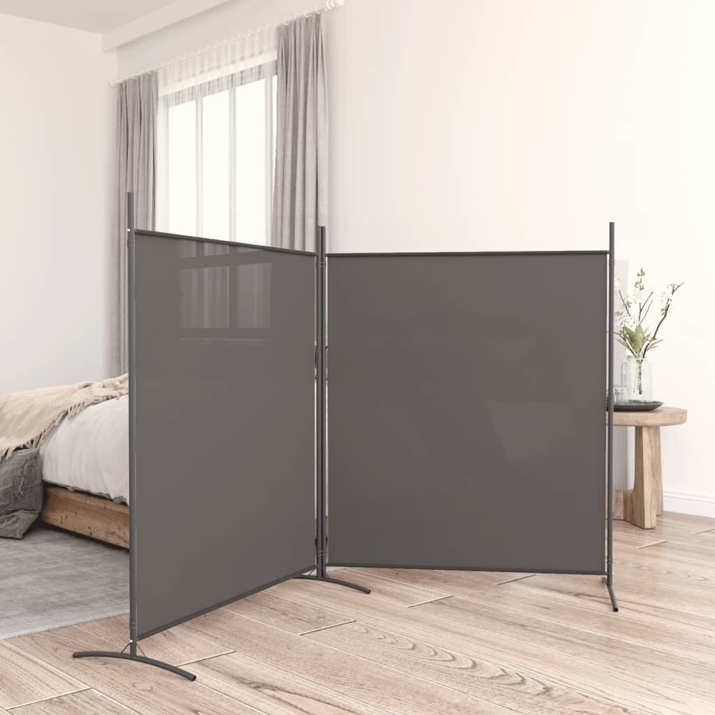 Kamerscherm Met 2 Panelen 346X180 Cm Stof Antracietkleurig 348 x 180 cm