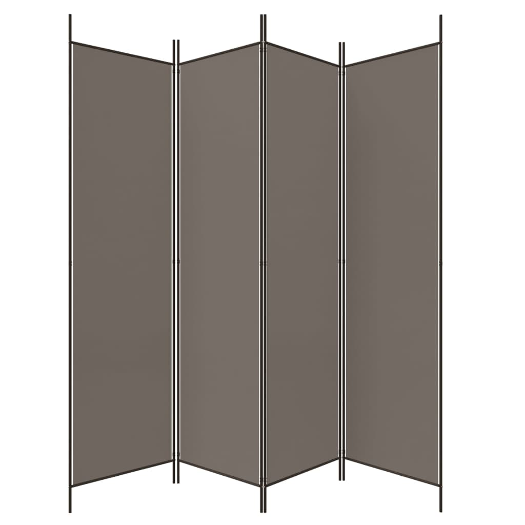 Kamerscherm met 4 panelen 698x180 cm stof antracietkleurig